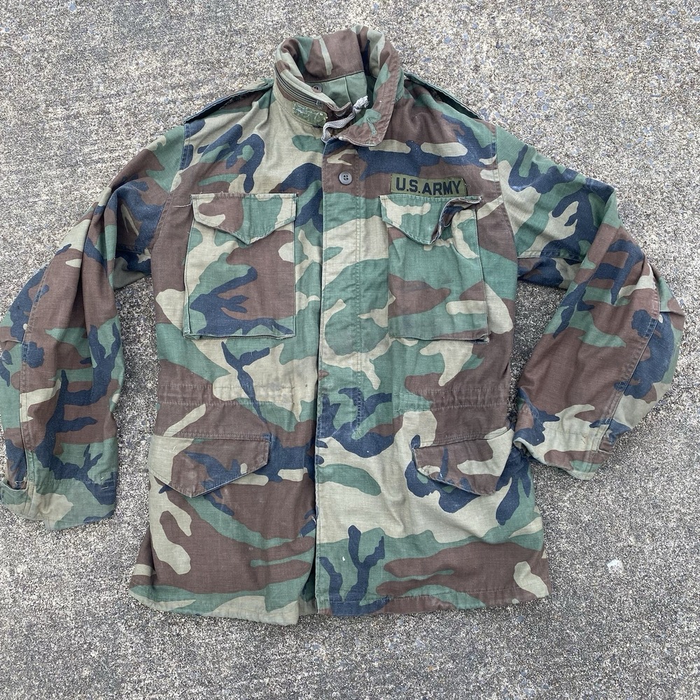 US Army M65 Woodland Camo Field Jacket Coat Cold Weather‎ Small Regular w/ Liner